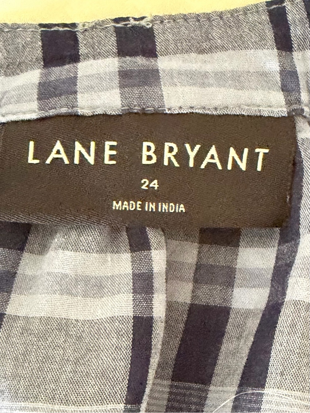 Lane Bryant Blue and Black Plaid Button-Front Peasant Blouse - Picture 3 of 7